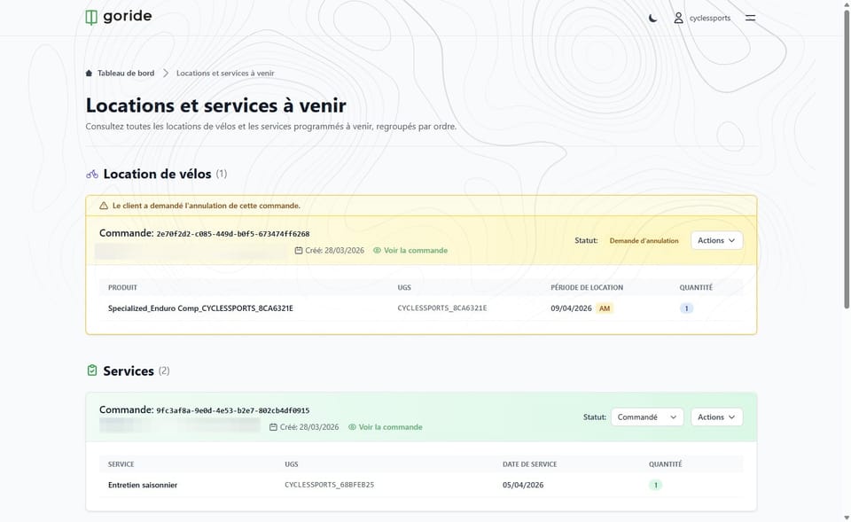 Accessing Your Upcoming Bike Rentals and Services Dashboard